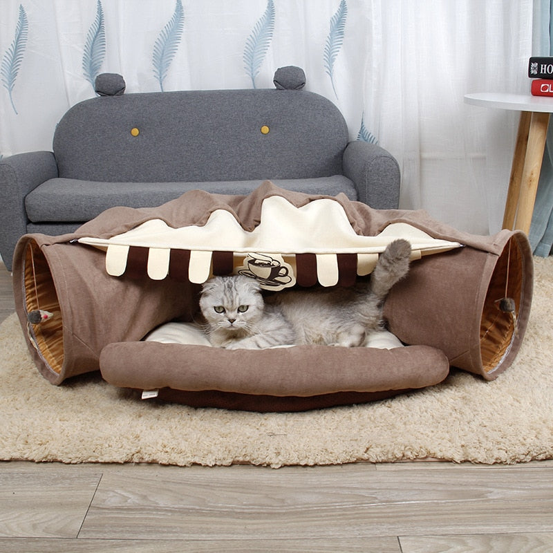 Collapsible Pet Play Tunnel House Bed