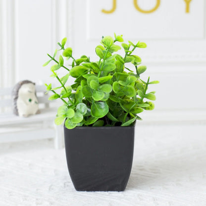 Small Realistic Eucalyptus Plant in Black Planter - Yeezlab