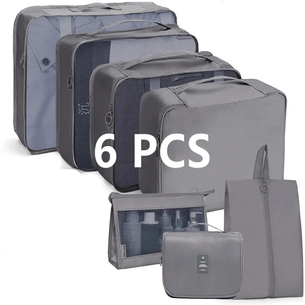 Travel Packing Cube Set 6pc Waterproof Luggage Organizer