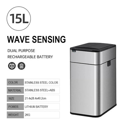 Touchless Stainless Steel Sensor Trash Can