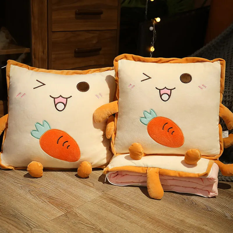 Fun Cartoon Toast Travel Blanket Pillow - Yeezlab