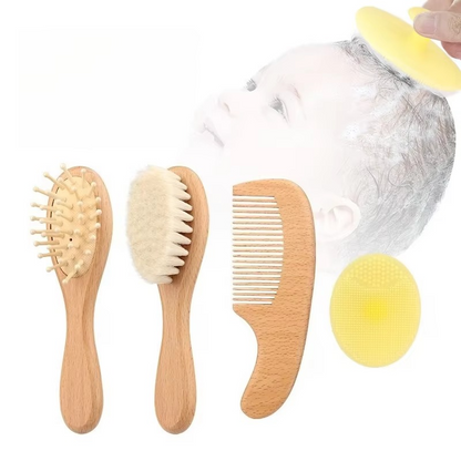 Gentle Wood Baby Hair Brush Set with Soft Bristles