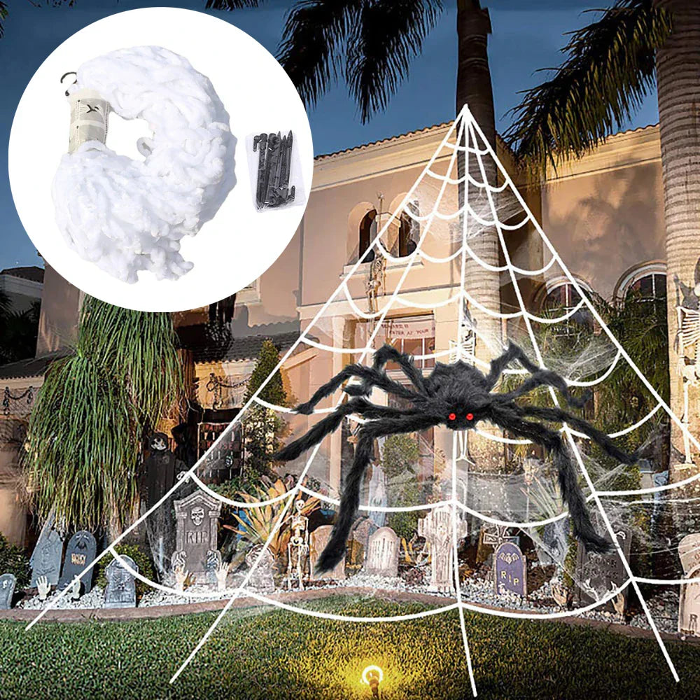 Giant Spider Web Halloween Decor for Home and Garden - Yeezlab