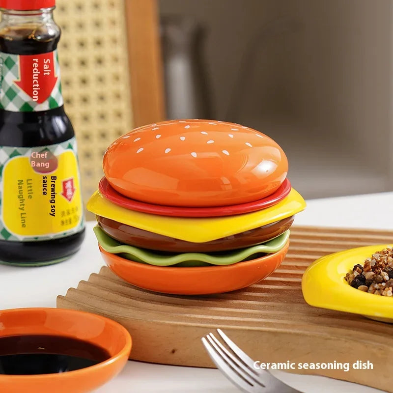 Small Layered Burger Ceramic Dish Set