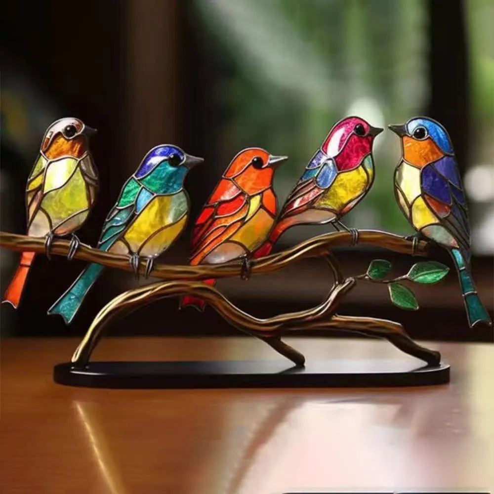 Vibrant Bird Perch Home Decor Figurine