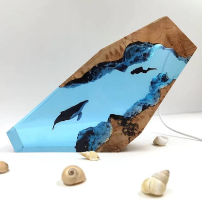 Ocean Blue Diving Man Table Lamp Decor