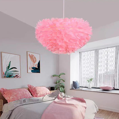 Fluffy White Goose Down Hanging Lamp
