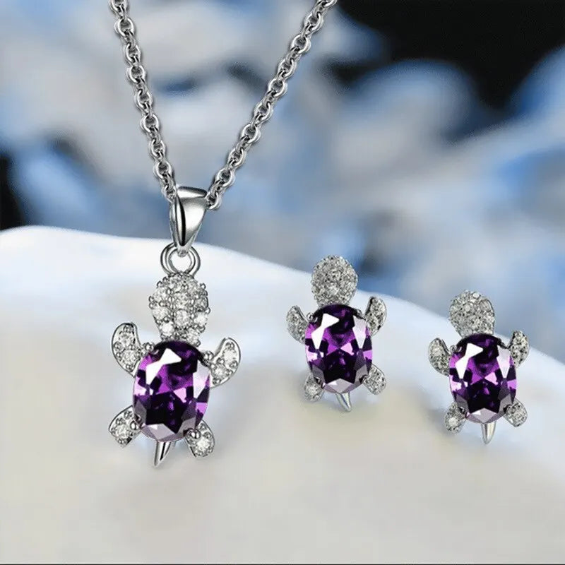 Sea Turtle Good Luck Necklace Earrings Set