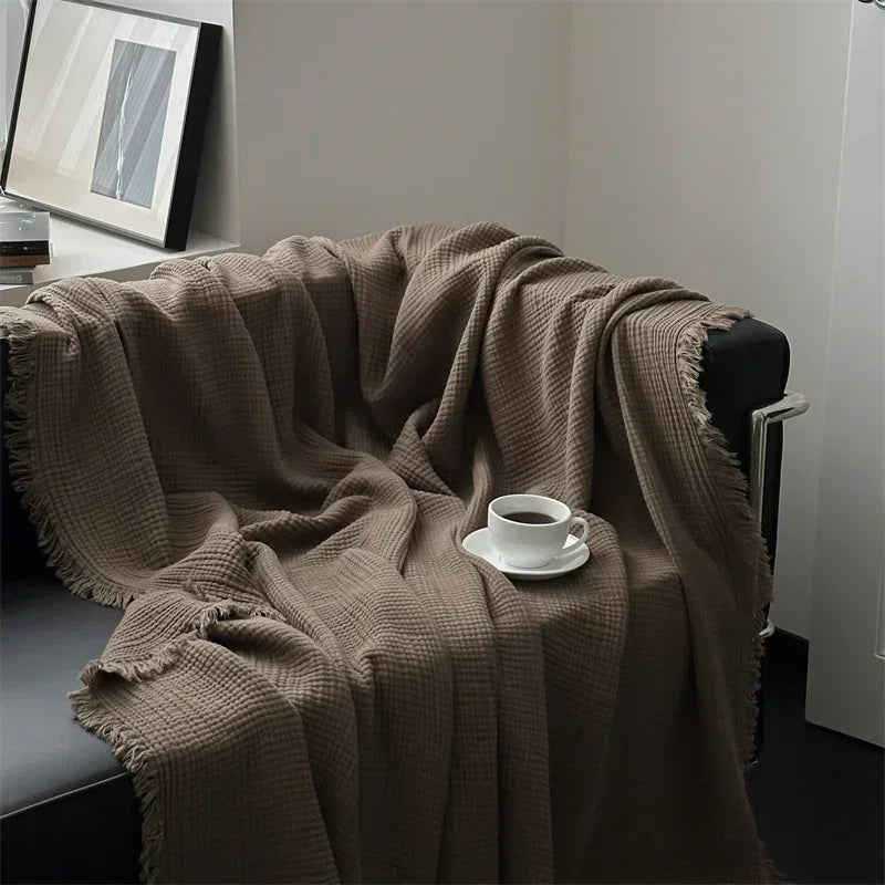 Cozy Plain Cotton Throw Blanket - Yeezlab