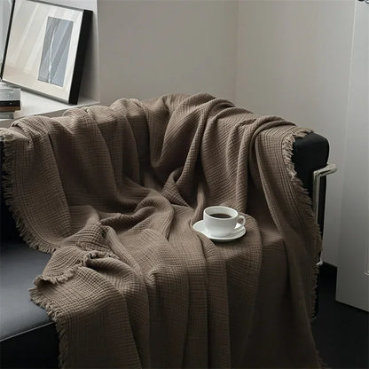 Cozy Plain Cotton Throw Blanket - Yeezlab