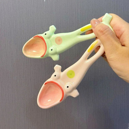 Quirky Green Frog Ceramic Serving Spoon