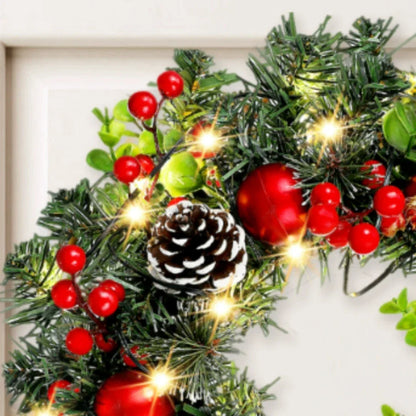 Yeezlab | Festive Holiday Wreath | LED Lights | Red Decorations