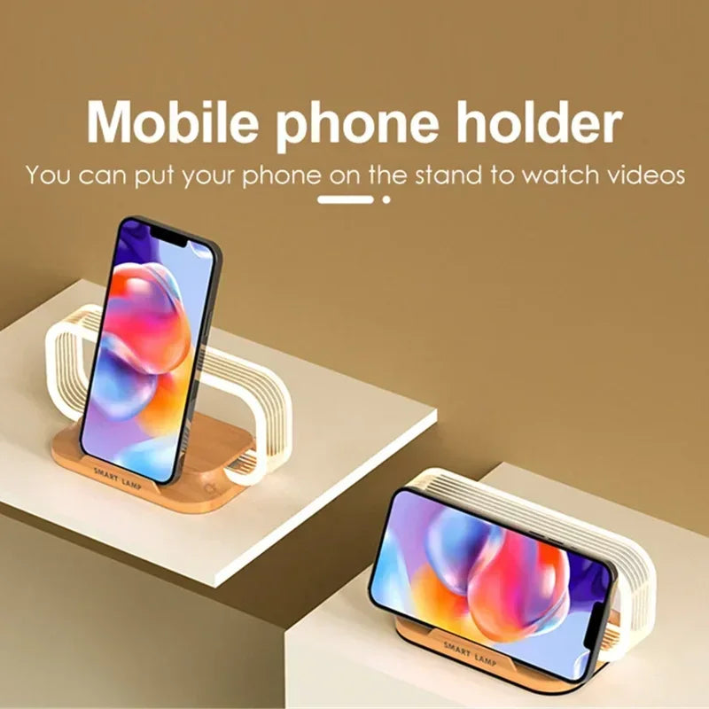Modern Wooden LED Desk Lamp with Wireless Charging
