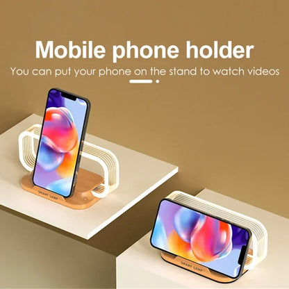 Modern Wooden LED Desk Lamp with Wireless Charging
