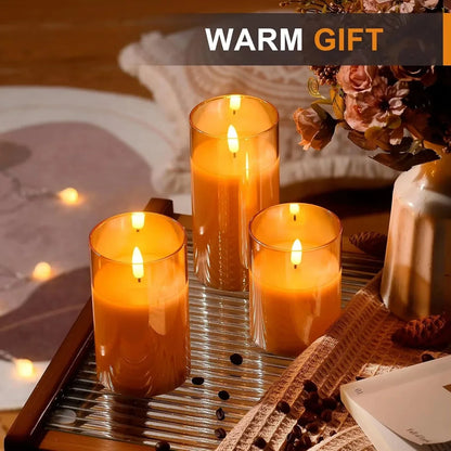 Warm LED Glass Candle Set with Remote Control