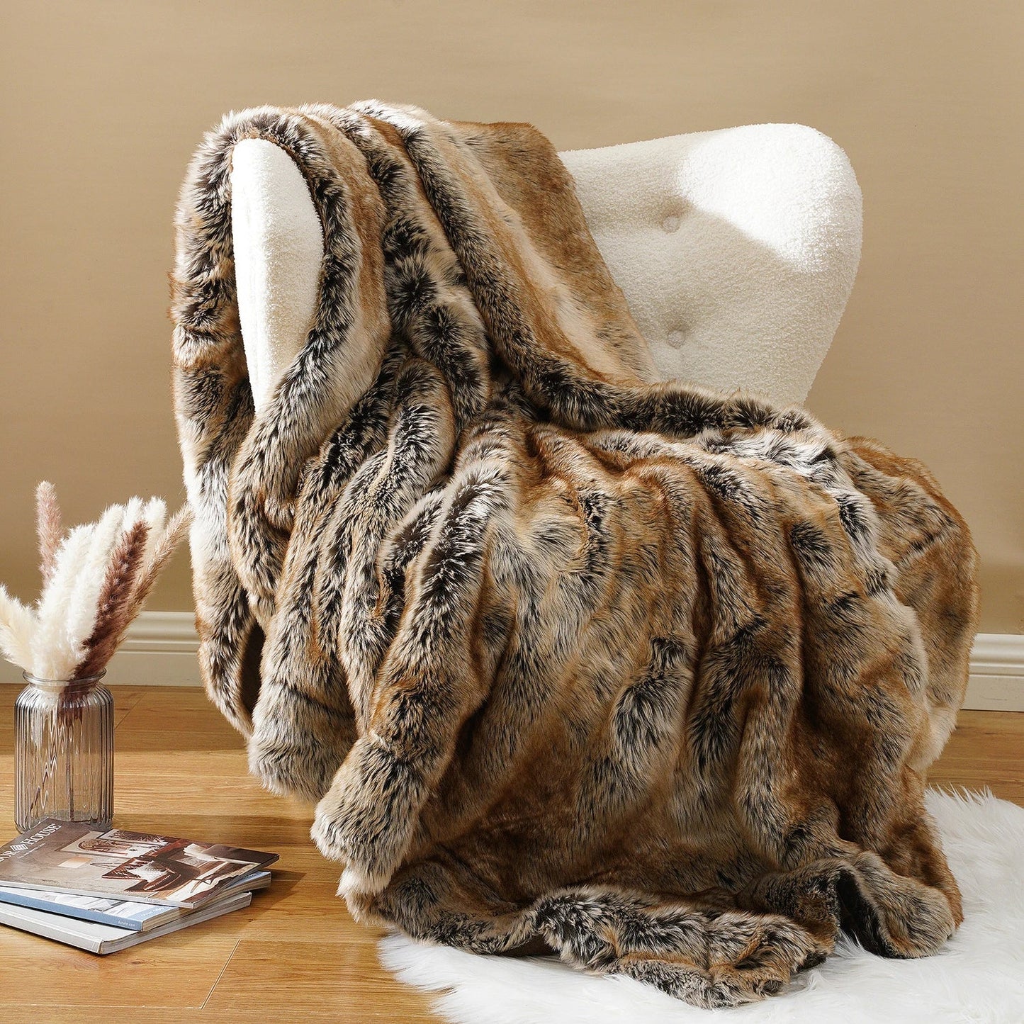Plush Faux Fur Throw Blanket Soft Warm Home Decor