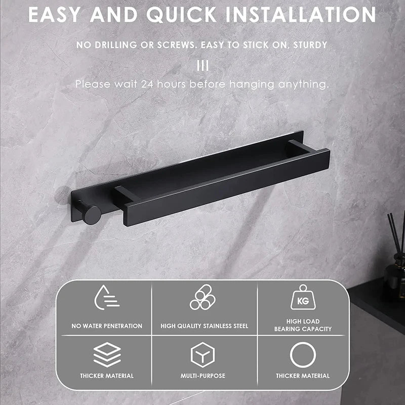 Stylish Wall Mounted Towel Holder in Silver and Black