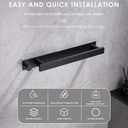 Stylish Wall Mounted Towel Holder in Silver and Black