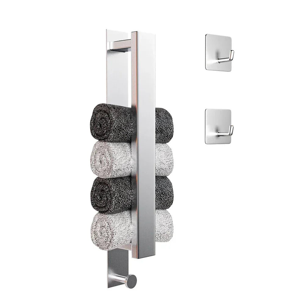 Stylish Wall Mounted Towel Holder in Silver and Black