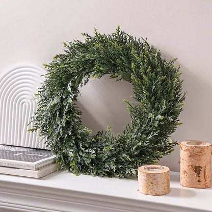 Artificial Cedar Wreath Evergreen Home Decor 30cm - Yeezlab