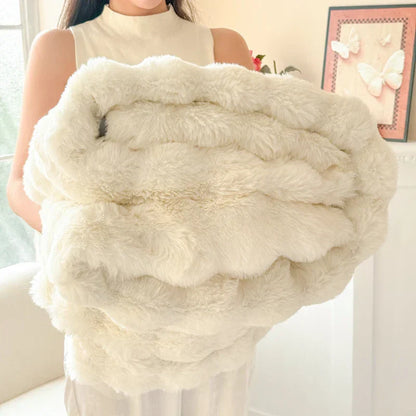 Ultra Soft Double Layer Faux Fur Throw Blanket
