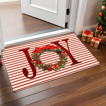 Holiday Cheer Christmas Doormat Santa Gingerbread Design