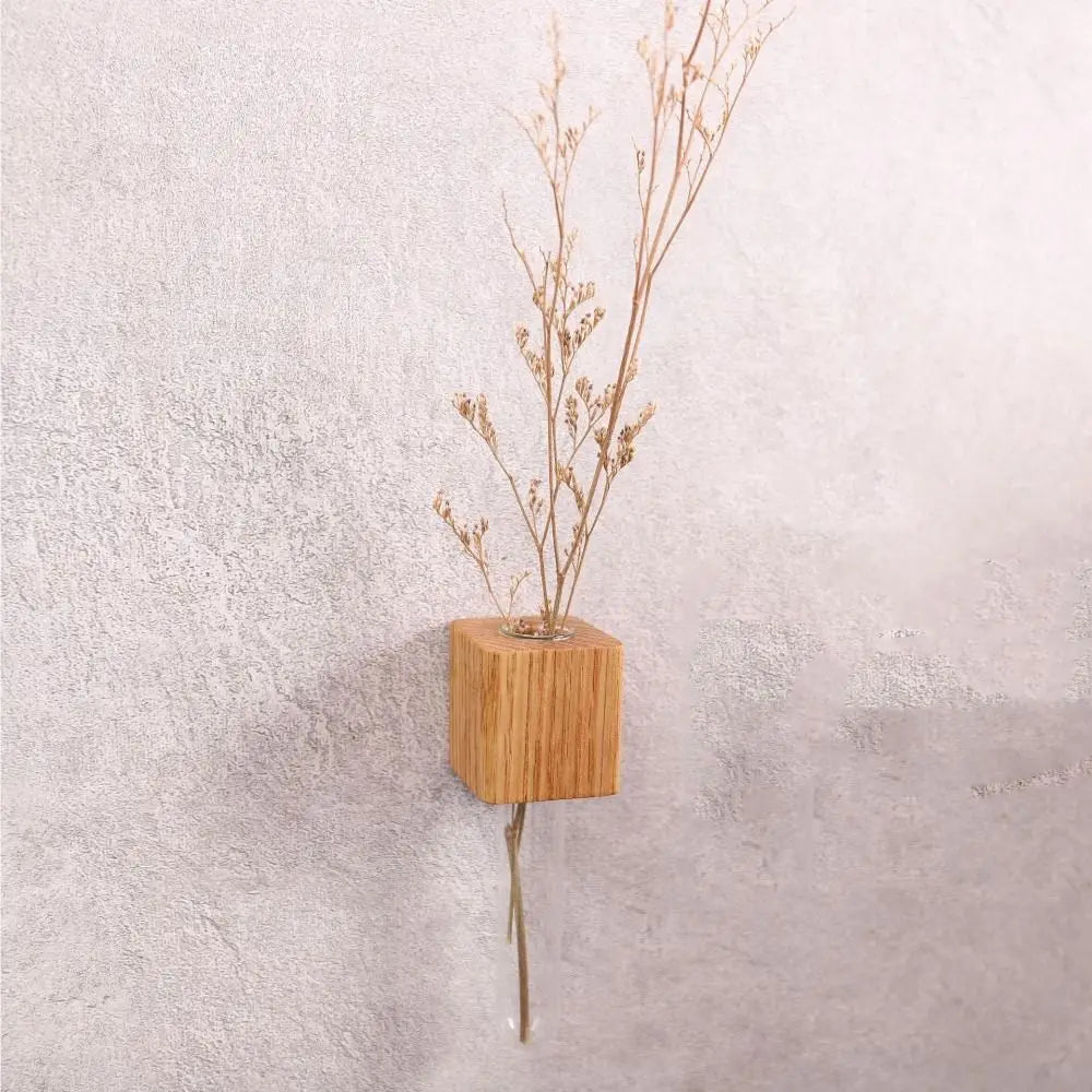 Natural Wood Floral Tube Vase - Yeezlab