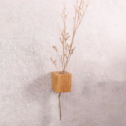 Natural Wood Floral Tube Vase - Yeezlab