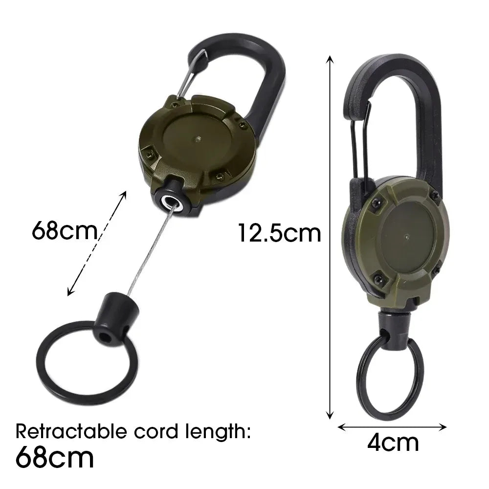 Secure Clip On Keychain with Retractable Carabiner