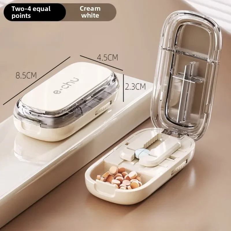 Portable Compact Pill Box Cutter Container