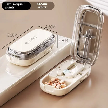 Portable Compact Pill Box Cutter Container