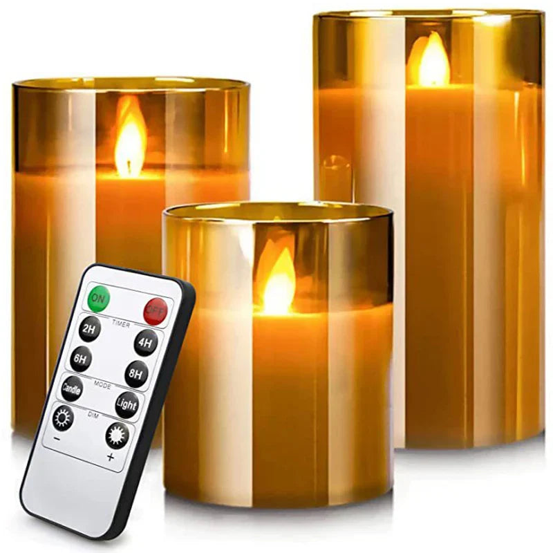 Warm LED Glass Candle Set with Remote Control
