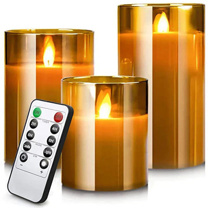 Warm LED Glass Candle Set with Remote Control