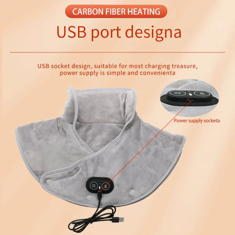 Cozy Heated Massage Pillow with USB Vibration Therapy