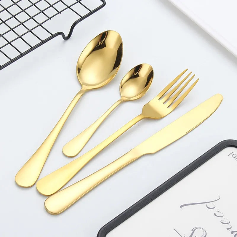 Luxury Gold Plated 24 Piece Cutlery Set