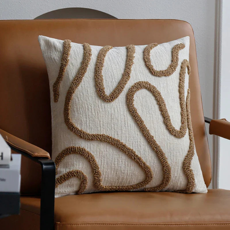 Cozy Chenille Pillow with Modern Geometric Pattern