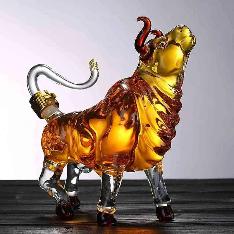 Unique Bull Shaped Glass Decanter