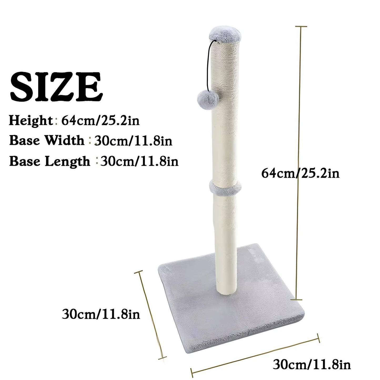 Pet Cat Tower Scratcher with Hanging Toy Ball