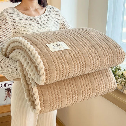 Cozy Plush Throw Blanket Soft Checkered Design