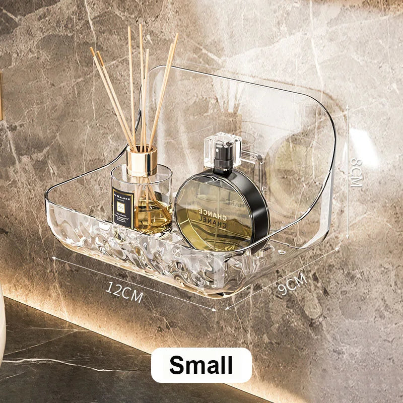 Stick On Clear Wall Shelf for Bathroom and Kitchen
