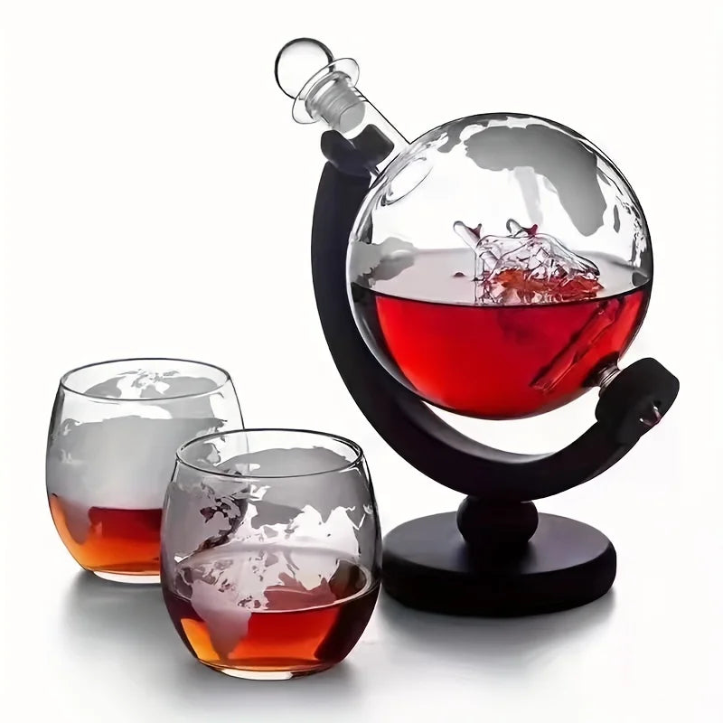 Unique Glass Globe Liquor Decanter Set - Yeezlab