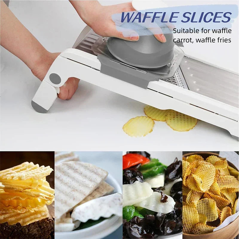 Easy Use 18-in-1 Veggie Slicer with Sharp Steel Blades
