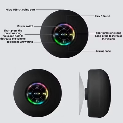 Compact Waterproof Bluetooth Speaker with LED Lights