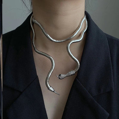 Edgy Snake Chain Double Layer Necklace