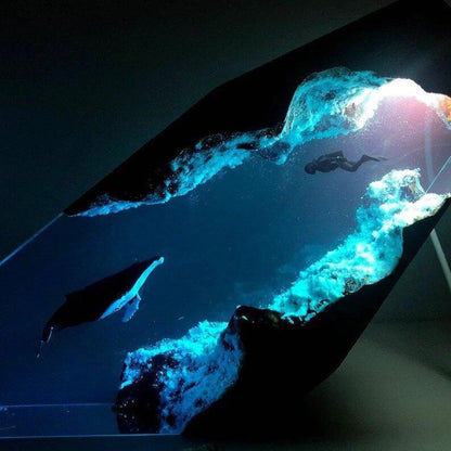 Ocean Blue Diving Man Table Lamp Decor