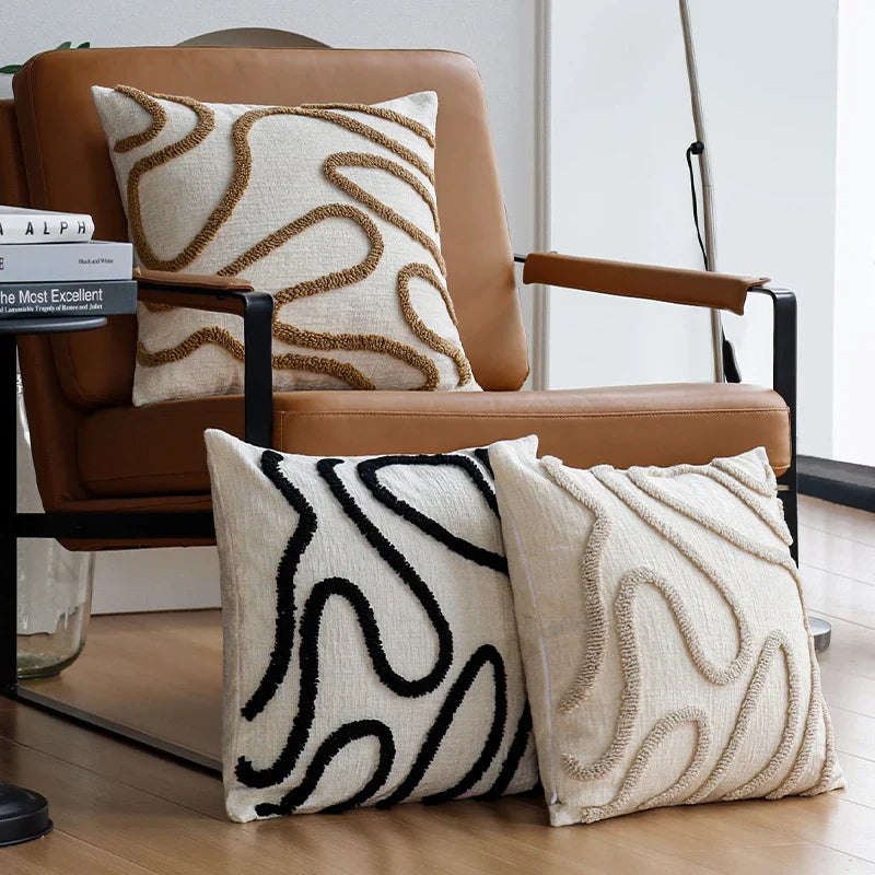 Cozy Chenille Pillow with Modern Geometric Pattern