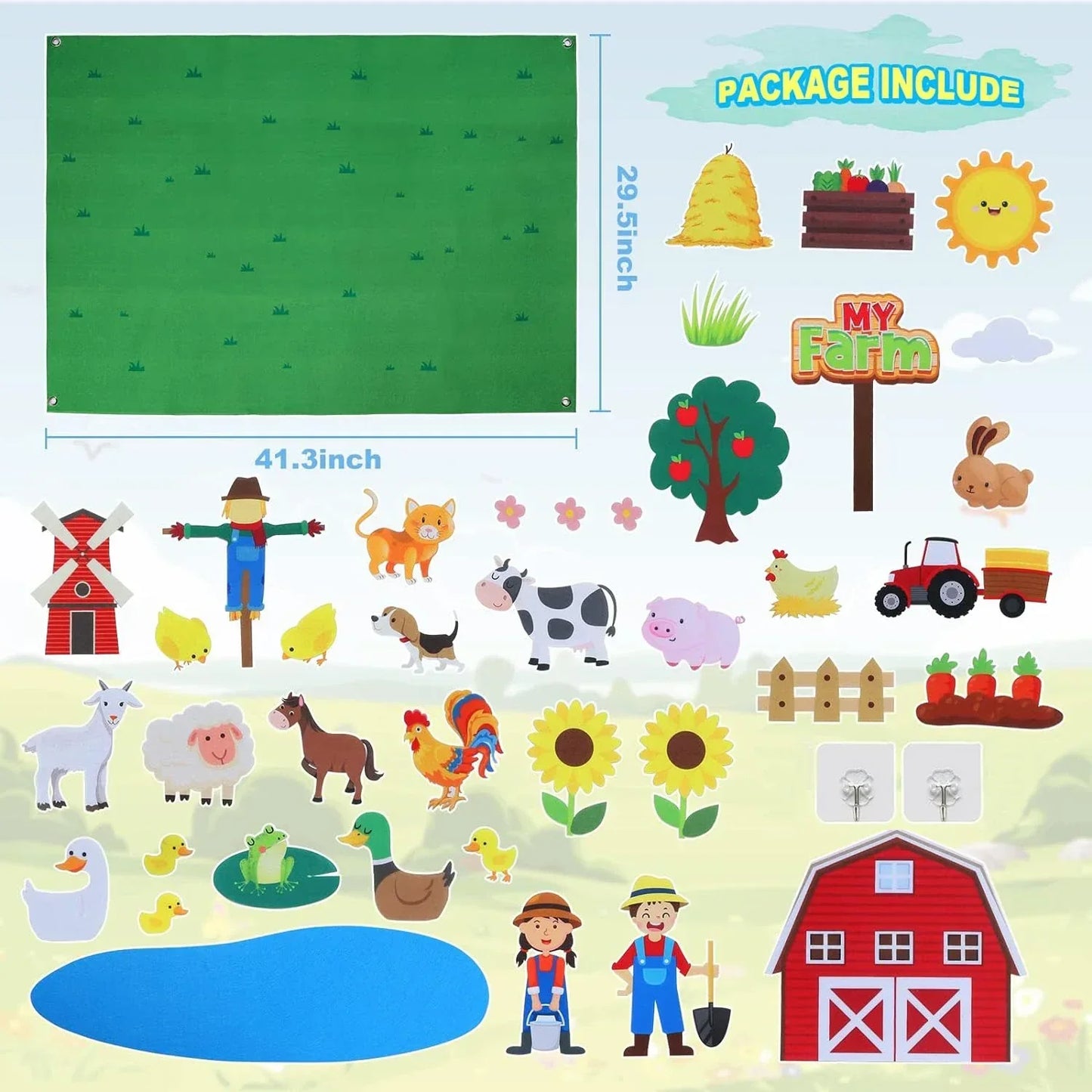 Educational Farm Animal Play Felt Board Set