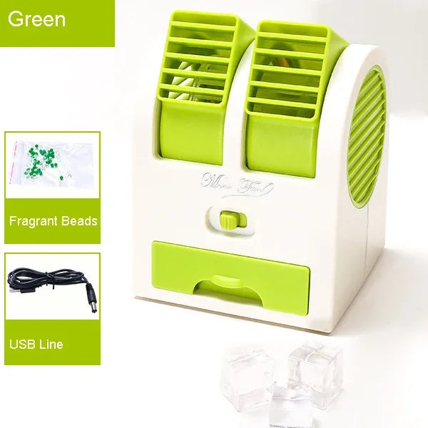 Compact Dual USB Cooling Desk Fan Humidifier