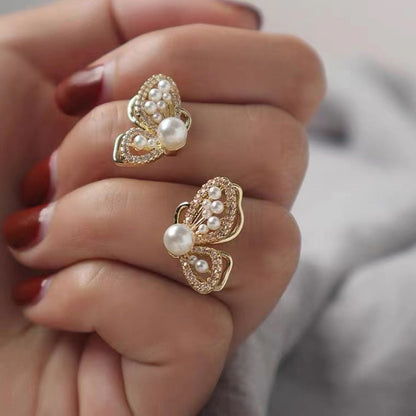 Sparkly Crystal Korean Butterfly Fashion Earrings