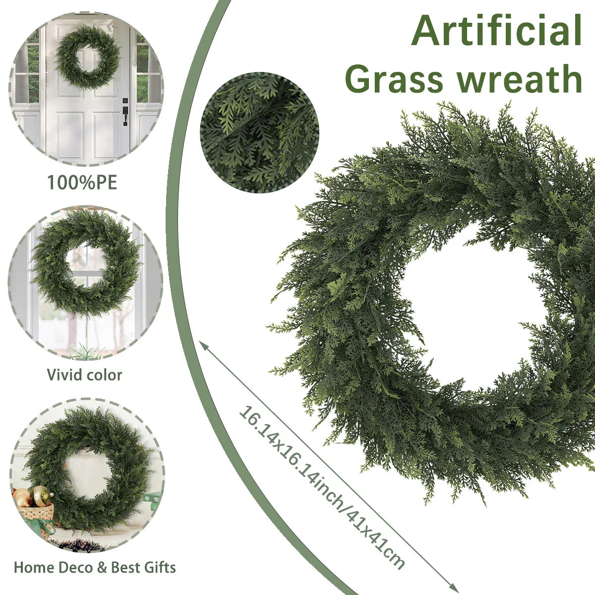 Artificial Cedar Wreath Evergreen Home Decor 30cm